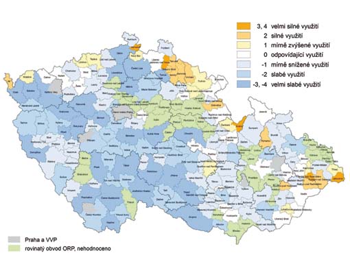 Typy využití krajinně rekreačního potenciálu obvodů ORP sportovně rekr. zařízeními Typy využití krajinně rekreačního potenciálu obvodů ORP sportovně rekr. zařízeními