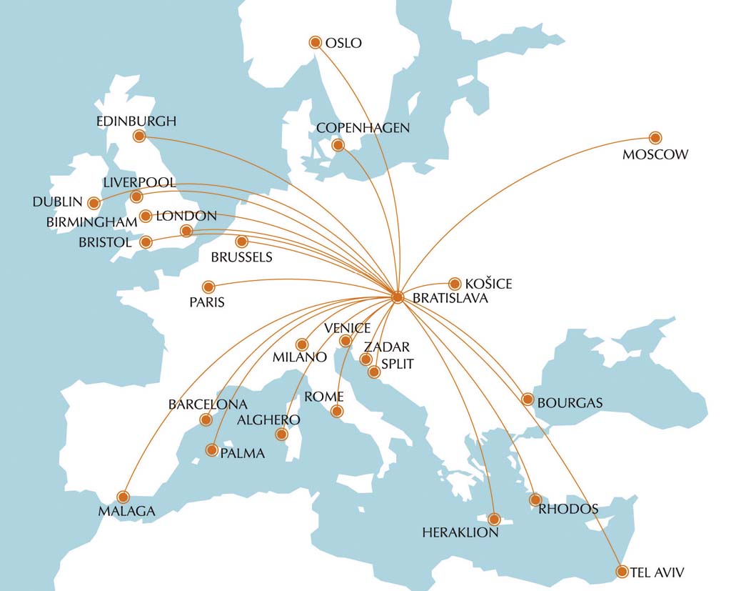 			Aktuálna ponuka pravidelných liniek z Bratislavy			