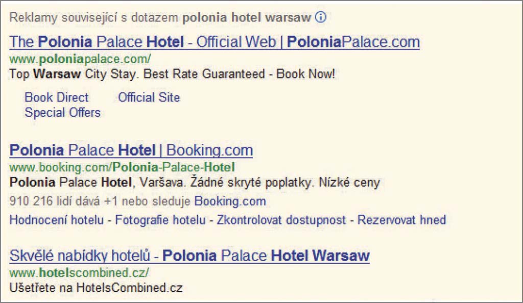 Obrázek 3 – Sponzorované (reklamní) odkazy ve vyhledávači Obrázek 3 – Sponzorované (reklamní) odkazy ve vyhledávači